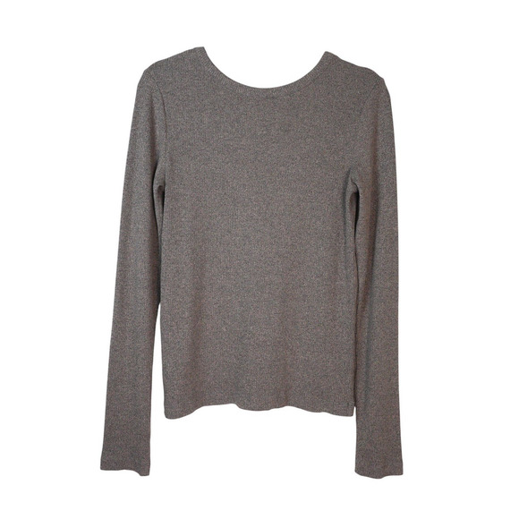 Agolde Maya Scoop Neck Ribbed Long Sleeve Top Sz‎ L Color Granola Heather EUC - Picture 3 of 6